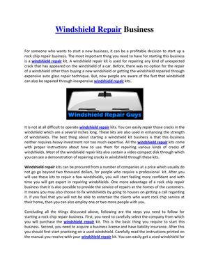 Windshield Repair Business