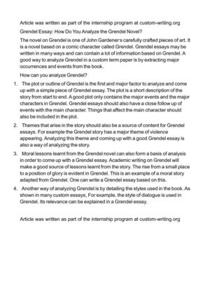 Calamo Grendel Essay How Do You Analyze The Grendel Novel Grendel Essay How Do You Analyze The Grendel Novel Freelance Writing Service Company also Proposal Essay Examples Essay For Science