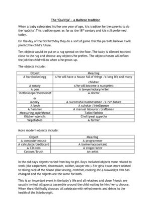 The Quccija - a Maltese Tradition