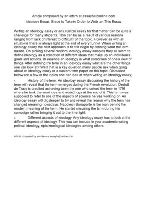 Examples Of Thesis Statements For Argumentative Essays Ideology Essay Steps To Take In Order To Write An This Essay Examples Of Essay Proposals also Easy Essay Topics For High School Students Calamo Ideology Essay Steps To Take In Order To Write An This Essay Cause And Effect Essay Topics For High School