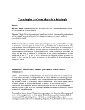 Tecnologías de Comunicación e Ideología