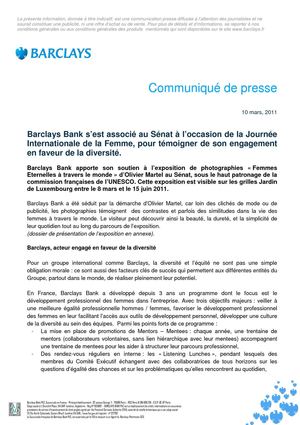 Barclays Bank s’est associé au Sénat à l’occasion de la Journée Internationale de la Femme, pour témoigner de son engagement en faveur de la diversité