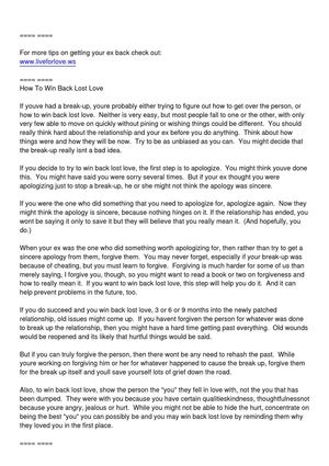 How to Win Back Lost Love
