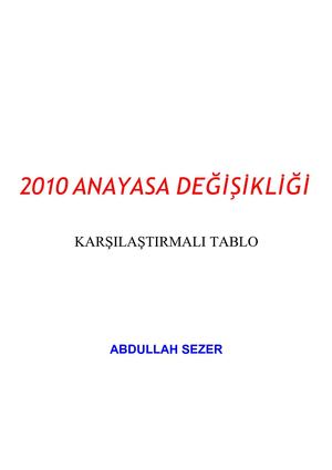 2010 Anayasa Değişikliği (Karşılaştırmalı Tablo)