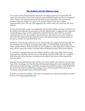 The Surfaris and the Wipeout song