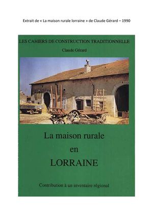 Extrait de la maison rurale en Lorraine, le pays de Montmédy