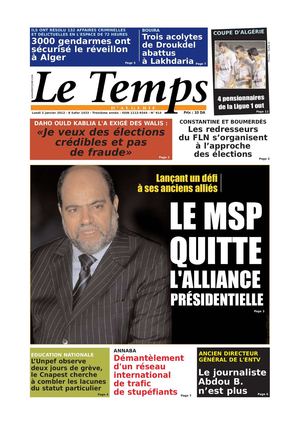 Le Temps d'Algérie Edition du Lundi 02 Janvier 2012