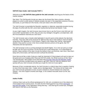 SWTOR Class Guide: Jedi Consular PART 1