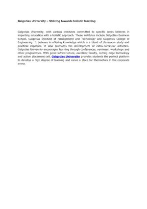 Galgotias University – Striving towards holistic learning