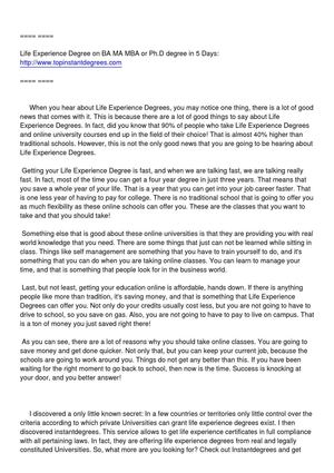 Life Experience Degrees