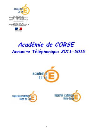 Annuaire téléphonique de l'académie de Corse - 2011/2012