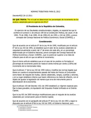 NORMAS TRIBUTARIA PARA EL 2012