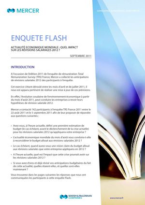 MERCER - enquête de rémunération France 2011 - enquete Flash