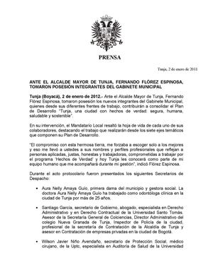 Perfil del gabinete municipal de Tunja que se posesionó hoy