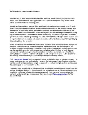 Reviews about panic attack treatments