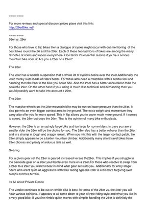 26er vs. 29er Mountain Bike