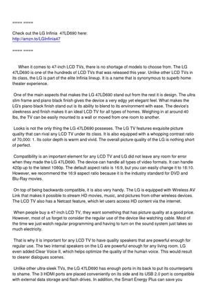 LG Infinia 47LD690 Review