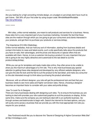 The Idiot's Guide To minisite design Explained