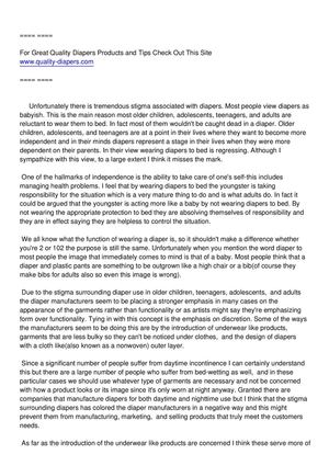 Diaper Use In Older Bed wetters