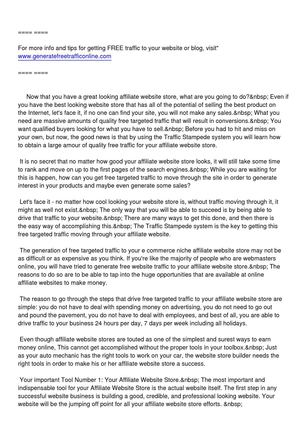 Tips for Generating Massive Amounts of Quality, Free Traffic to your Website