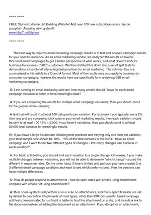 Email Marketing - Results From the Best Split Testing Campaigns