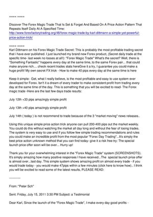 Forex Magic Trade By Karl Dittmann