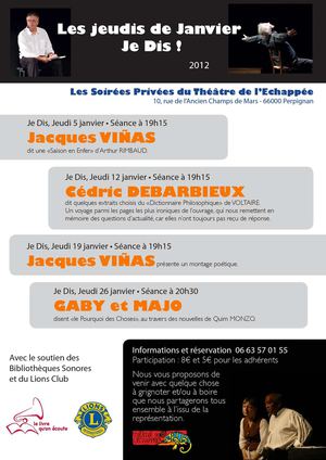 Les jeudis de Janvier, Je Dis !