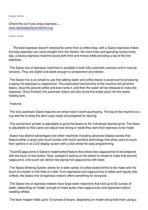 Saeco- The Best Espresso Machines