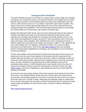 Getting to Know Glenfield 