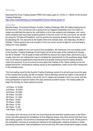 SFTCv5-Surefire Trading Challenge V5 Live Trading Round Results