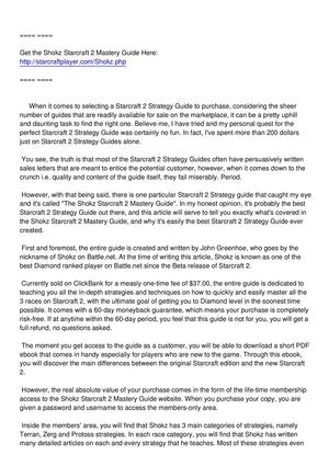 Review of Shokz StarCraft 2 Mastery Guide