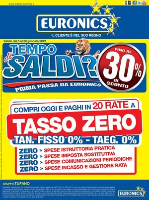 Volantino Euronics gruppo Tufano dal 5/1 al 28/01/2012
