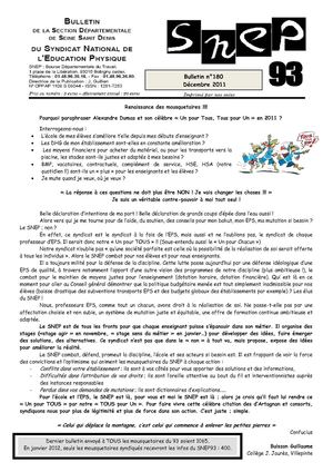 Bulletin 180 du SNEP 93 - décembre 2011