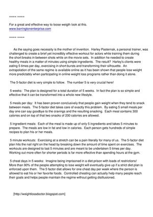 An Analysis Of The 5-Factor Diet