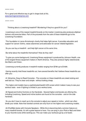 Livestrong Treadmill Review - Are Livestrong Treadmills Right For You