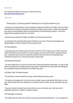 Livestrong Treadmill Review - What To Know Before You Buy