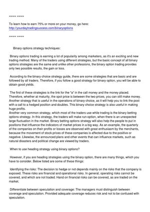 Binary Options Hedging Strategy