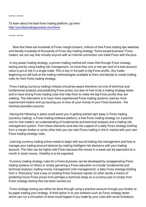 Forex Currency Trading Systems