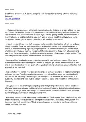 Starting an At-Home Mobile Marketing Business