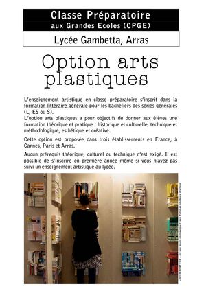 Option arts plastiques en classe préparatoire aux grandes écoles (cpge), lycée Gambetta d'Arras