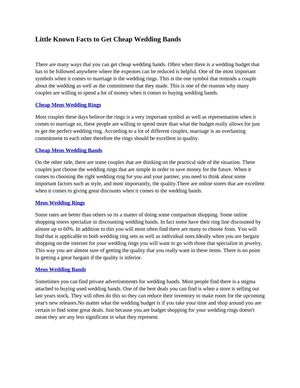 Little Known Facts to Get Cheap Wedding Bands