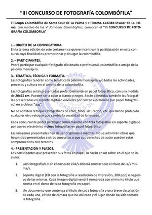 Tercer Concurso Fotográfico de Colombofilia, Grupo Colombófilo Santa Cruz de la Palma 
