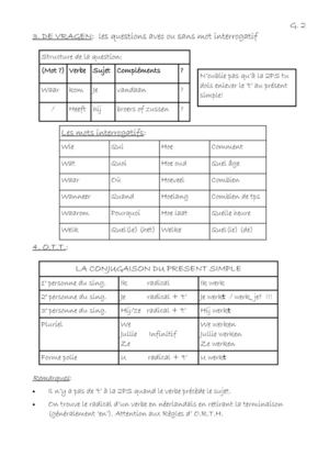 La formulation des questions et du présent
