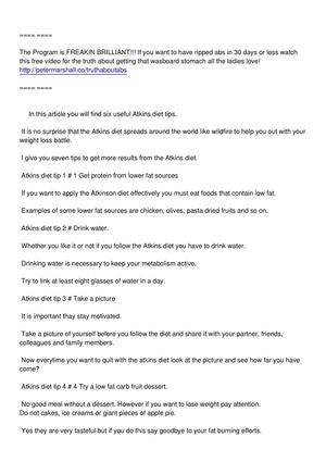 Atkins Diet Tips - 6 Powerful Atkins Diet Tips