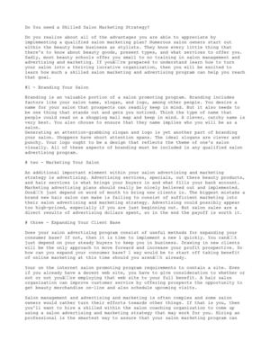 Salon Marketing Plan