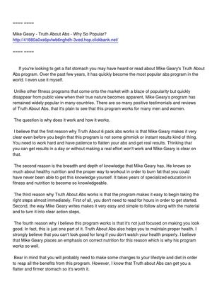A Truth About Abs Review - Why Does Mike Geary's Abs Program Work