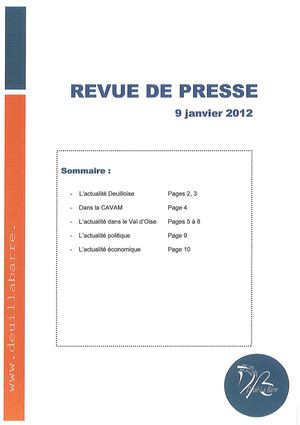 Revue de presse du 9 janvier 2012