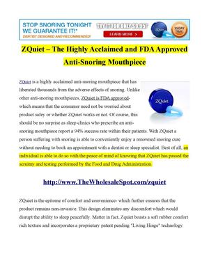 ZQuiet Snoring Device Backed by FDA Approval