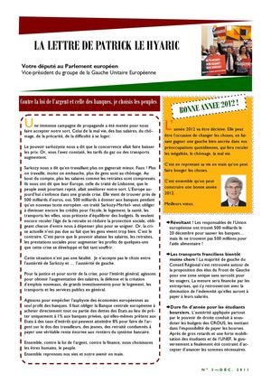 Lettre d'information de Patrick Le Hyaric - dec.2011- janv.2012