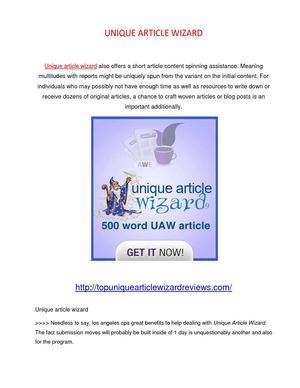 UNIQUE ARTICLE WIZARD